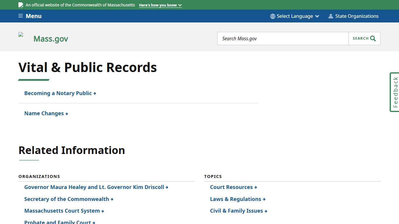 Vital & Public Records Mass.gov